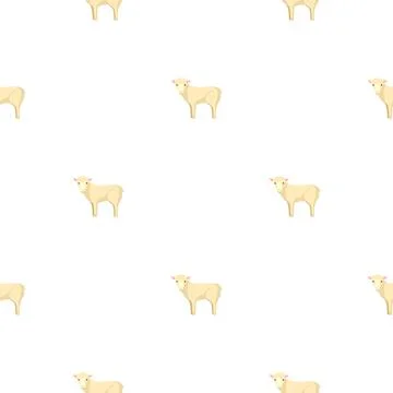 Seamless pattern of sheep. Domestic animals on colorful background. Vector il Illustrazione stock