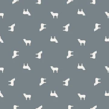 Seamless pattern of sheep. Domestic animals on colorful background. Vector il Stock Illustration