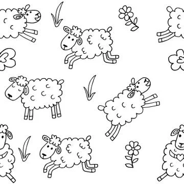 Seamless pattern with sheep Stock Illustration