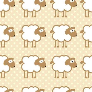 Seamless pattern with sheep on warm dotted background. Seamless pattern wi... Stock Photos