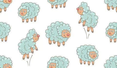 Seamless Pattern with Sheeps Stock Illustration