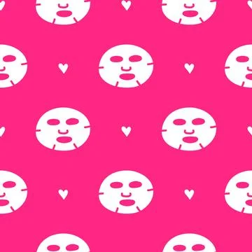 Seamless pattern with sheet masks and hearts. Stock Illustration
