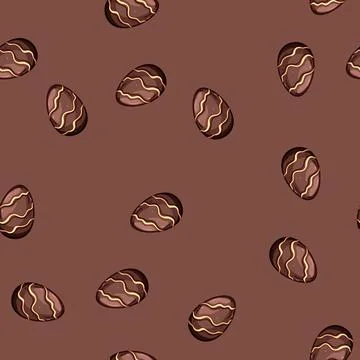 Seamless pattern shell chocolate egg cartoon vector Stock Illustration