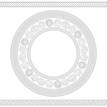 Seamless pattern with shells and Polynesian patterns. Stock Illustration