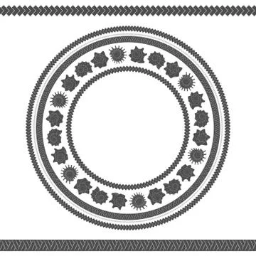 Seamless pattern with shells and Polynesian patterns. Illustrazione stock