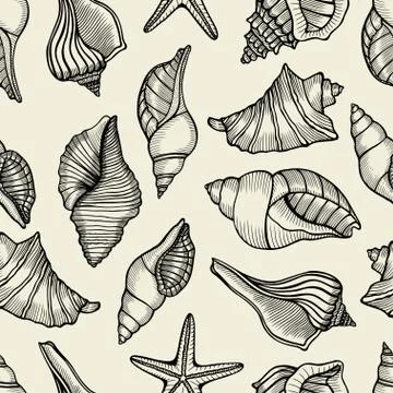 Seamless pattern with shells Stock Illustration