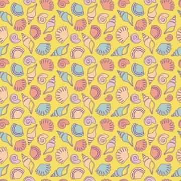 Seamless pattern with shells. Illustrazione stock