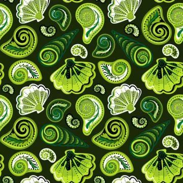 Seamless pattern with shells. Summer vector colorful background. Hand draw イラスト素材