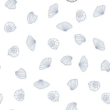 Seamless Pattern Of Shells On A White Background. Sea Ocean Template Illustrazione stock