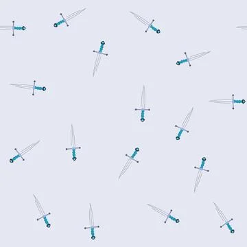 Seamless pattern shield viking sword cartoon vector Stock Illustration