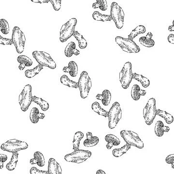 Seamless pattern shiitake mushroom sketch hand drawn 스톡 일러스트