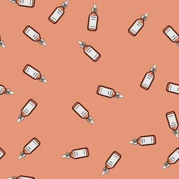 Seamless pattern shine hair serum cartoon vector Stock Illustration