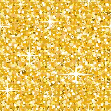 Seamless pattern shining glitter, stars, sequins. Shiny golden color backgrou Stock Illustration