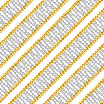 Seamless pattern with shiny gold and silver chains isolated on white background Stock Illustration