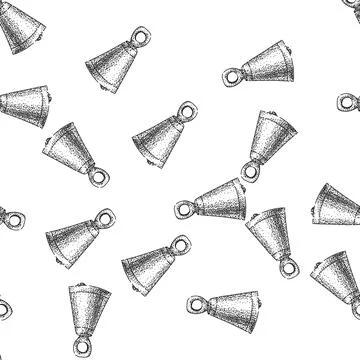 Seamless pattern shiny gold bell sketch hand drawn Stock Illustration