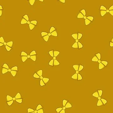 Seamless pattern shiny gold bow cartoon vector Stock Illustration