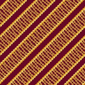 Seamless pattern with shiny gold chains on dark red background for fabric. Trend Stock Illustration