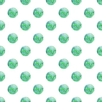 Seamless pattern with shiny green marble spheres イラスト素材