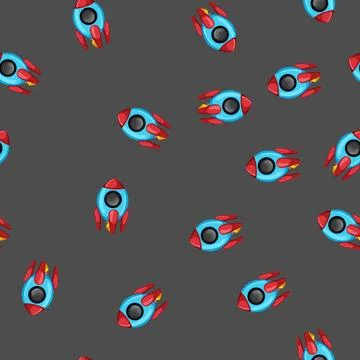 Seamless pattern ship rocket toy cartoon vector Stock Illustration