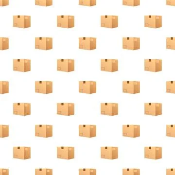 Seamless pattern of shipping cardboard boxes for delivery Stock Illustration