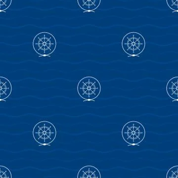 Seamless Pattern with Ship's Wheel Stock Illustration