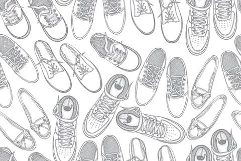 Seamless pattern with shoes. Illustrazione stock