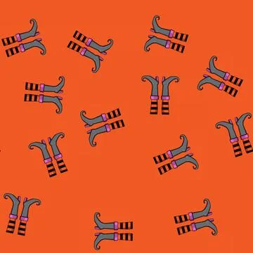 Seamless pattern shoes witch legs cartoon vector Stock Illustration