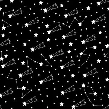 Seamless pattern shooting star abstract symbol space.Astrology background doodle Stock Illustration