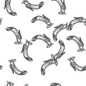 Seamless pattern shop high heel shoes sketch hand drawn Stock Illustration