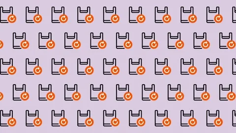 Seamless Pattern of Shopping Bags with Checkmarks and Circles. Stock Footage 325386902