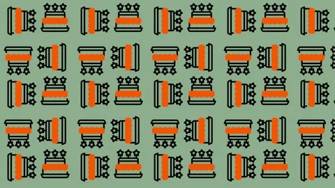 Seamless Pattern of Shopping Carts and Price Tags on a Green Background. Stock Footage 325391320