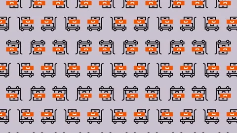 Seamless Pattern of Shopping Carts for Retail Design. Stock Footage 325404575