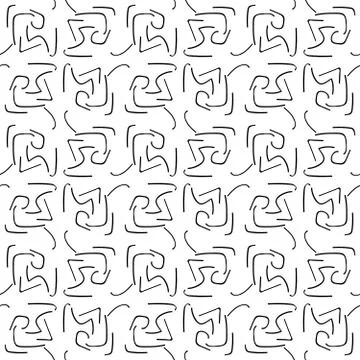 Seamless pattern of short curves. Black worms on white background. Abstract Stock Illustration
