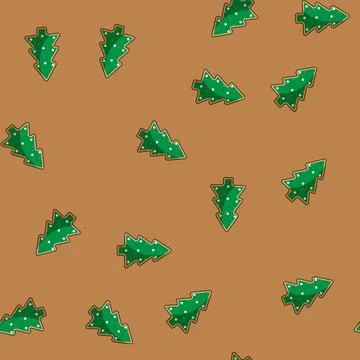 Seamless pattern shortbread christmas themed cookies cartoon vector Stock Illustration