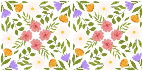 Seamless pattern showcasing floral elements. Botanical-inspired recurring des Stock Illustration