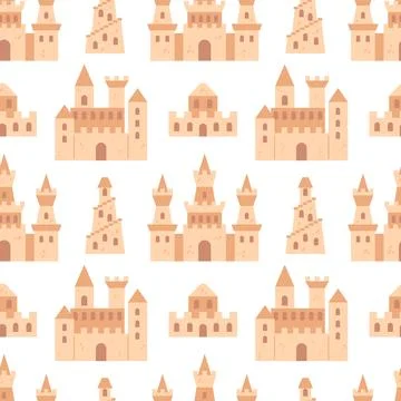 A seamless pattern showcasing playful sandcastles, perfect for evoking the joy Stock Illustration