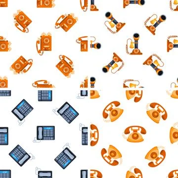 Seamless pattern showcasing various communication devices including vintage Stock-Illustration