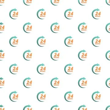 Seamless pattern showing 24 hours service concept Stock Illustration