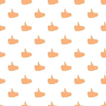 Seamless pattern showing cartoon thumbs up gesture Stock Illustration