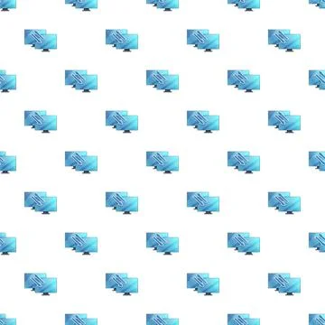 Seamless pattern showing data exchange between computers network Stock Illustration