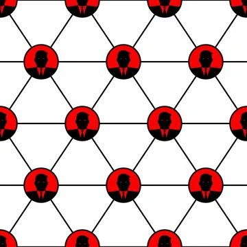 Seamless pattern showing interconnected people icons in a corporate network.. Illustrazione stock