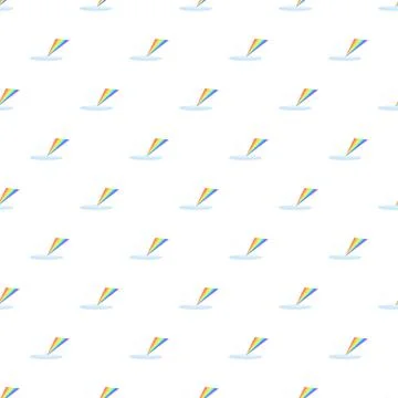 Seamless pattern showing light refraction through prism generating rainbow Stockillustratie