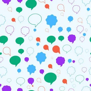 Seamless pattern showing solid and outline speech bubble shapes Stockillustratie