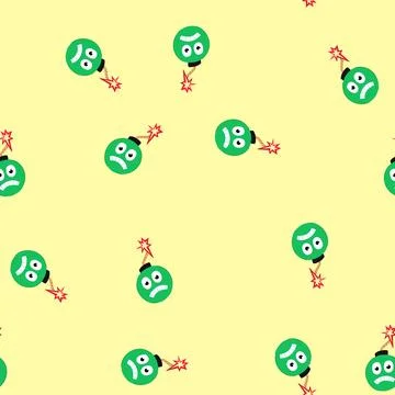Seamless pattern shrapnel bomb character cartoon vector イラスト素材