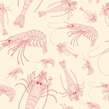 Seamless pattern with shrimps Stock Illustration