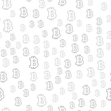 Seamless pattern sign Bitcoin. Black on a white background. Stock Illustration