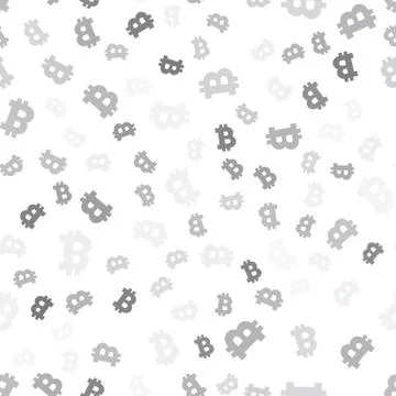 Seamless pattern sign Bitcoin. Black on a white background. Stock Illustration
