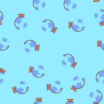 Seamless pattern sign globe cartoon vector Illustrazione stock