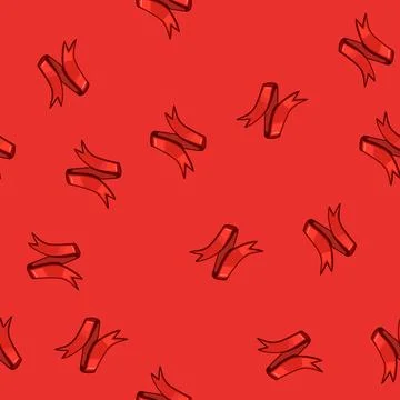 Seamless pattern sign red ribbon cartoon vector 스톡 일러스트