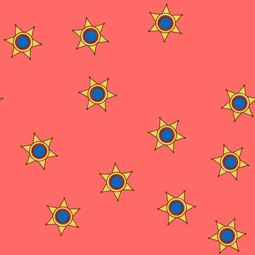 Seamless pattern sign sheriff badge cartoon vector Stock Illustration
